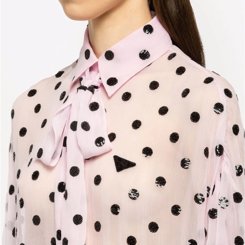 NEW NWT Prada pink chiffon top blouse shirt button down size small $3742
